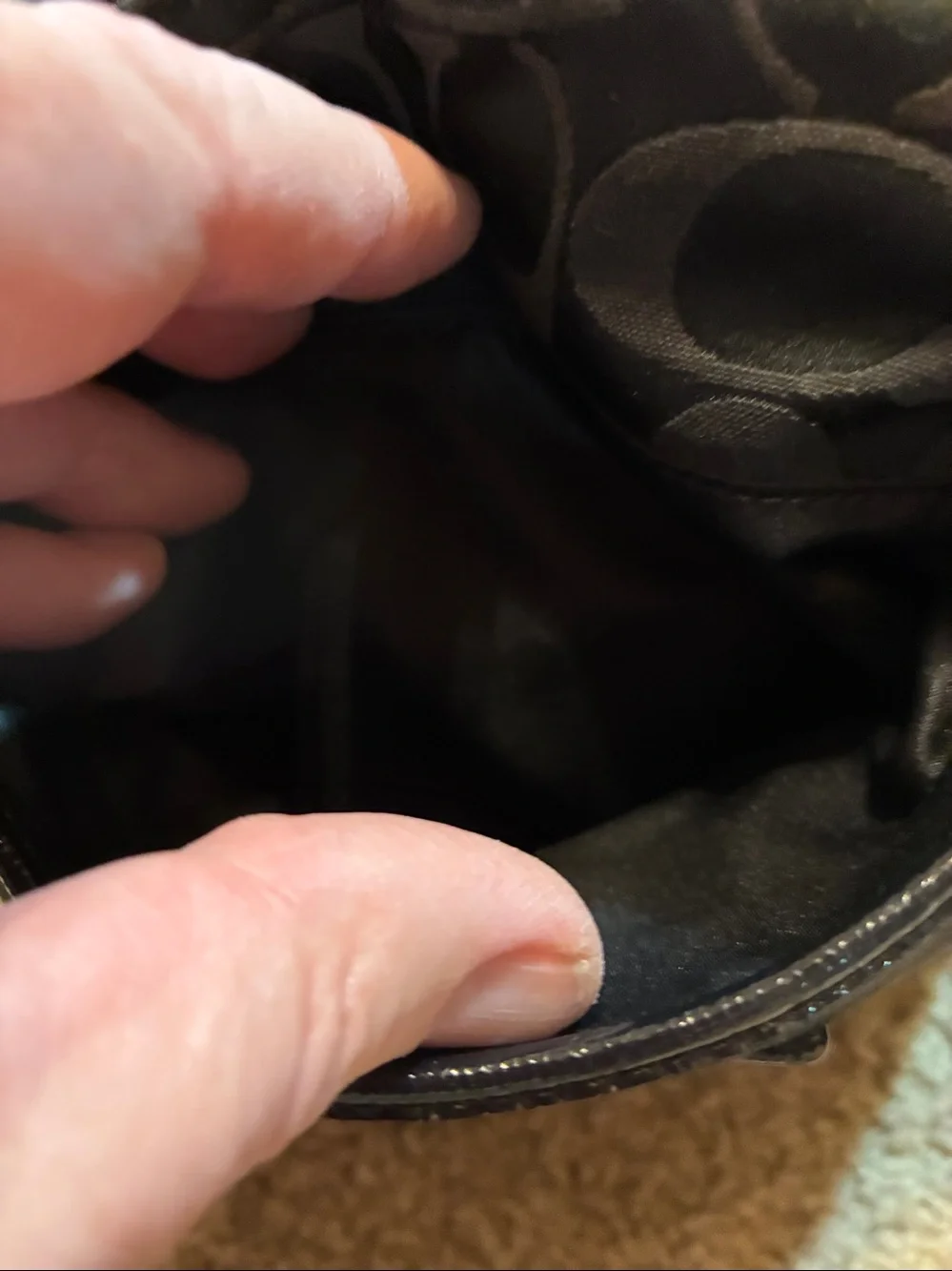 Coach Black Signature Crossbody Purse.Signature logo all over the bag.